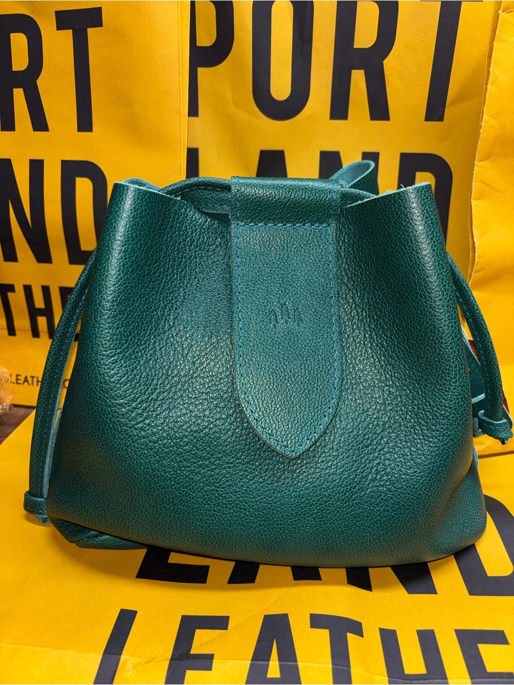 PORTLAND LEATHER FIREFLY BUCKET BAG - SEA GLASS - LARGE